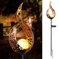 Lampe solaire sur piquet en métal et verre craquelé