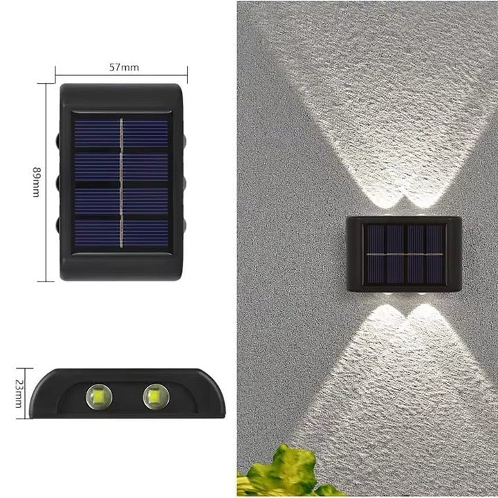 Applique solaire extérieure à double faisceau, blanc chaud ou froid