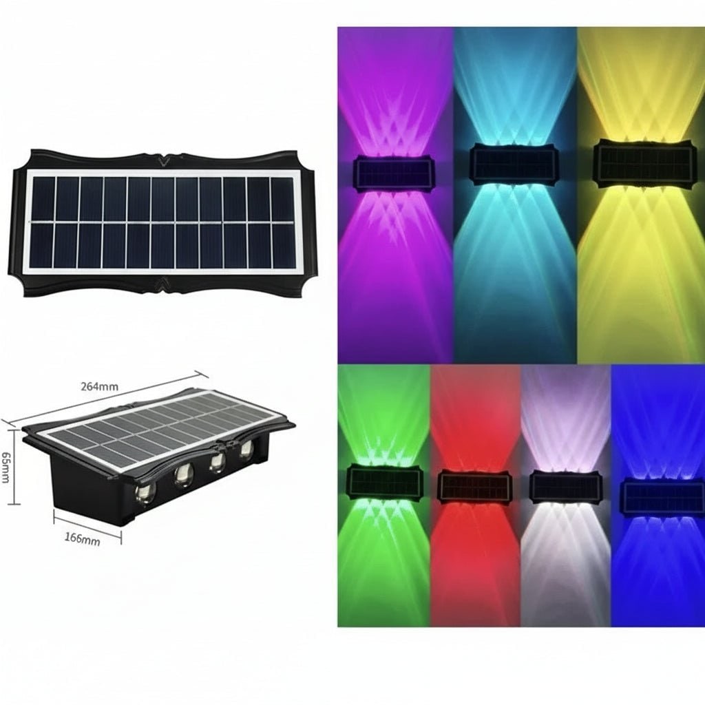 Applique solaire extérieure à éclairage vers le haut et le bas