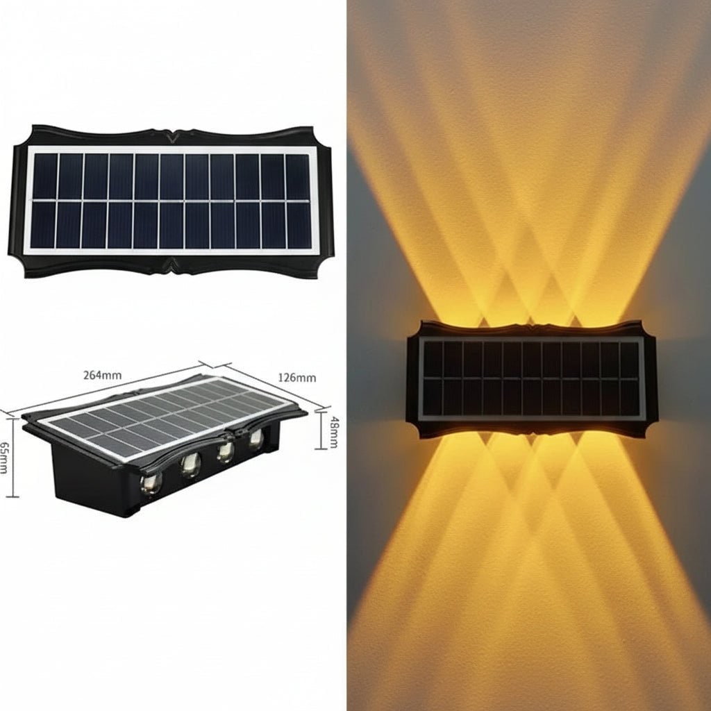 Applique solaire extérieure à éclairage vers le haut et le bas