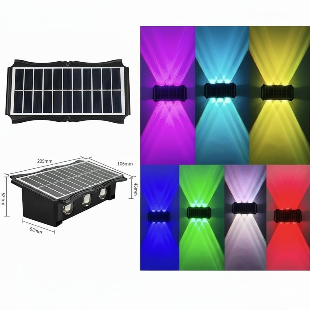 Applique solaire extérieure à éclairage vers le haut et le bas