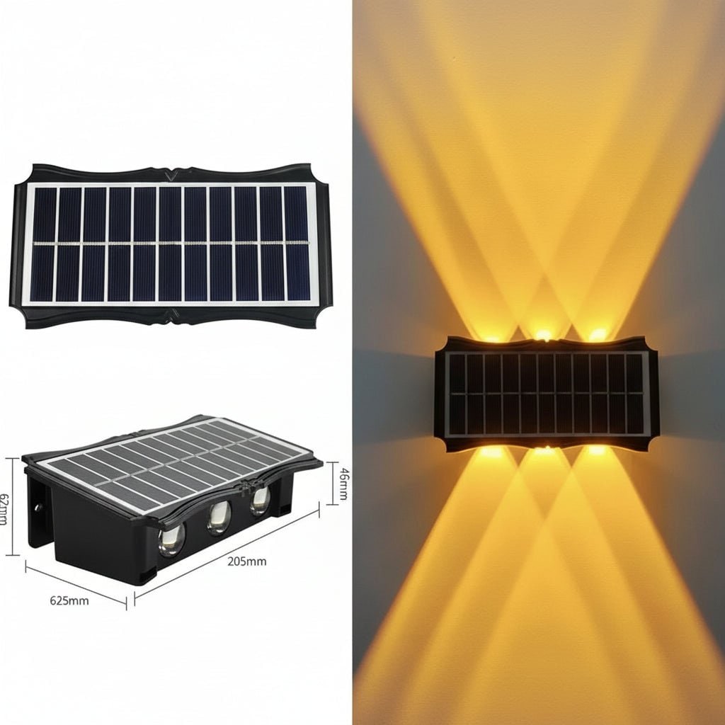 Applique solaire extérieure à éclairage vers le haut et le bas