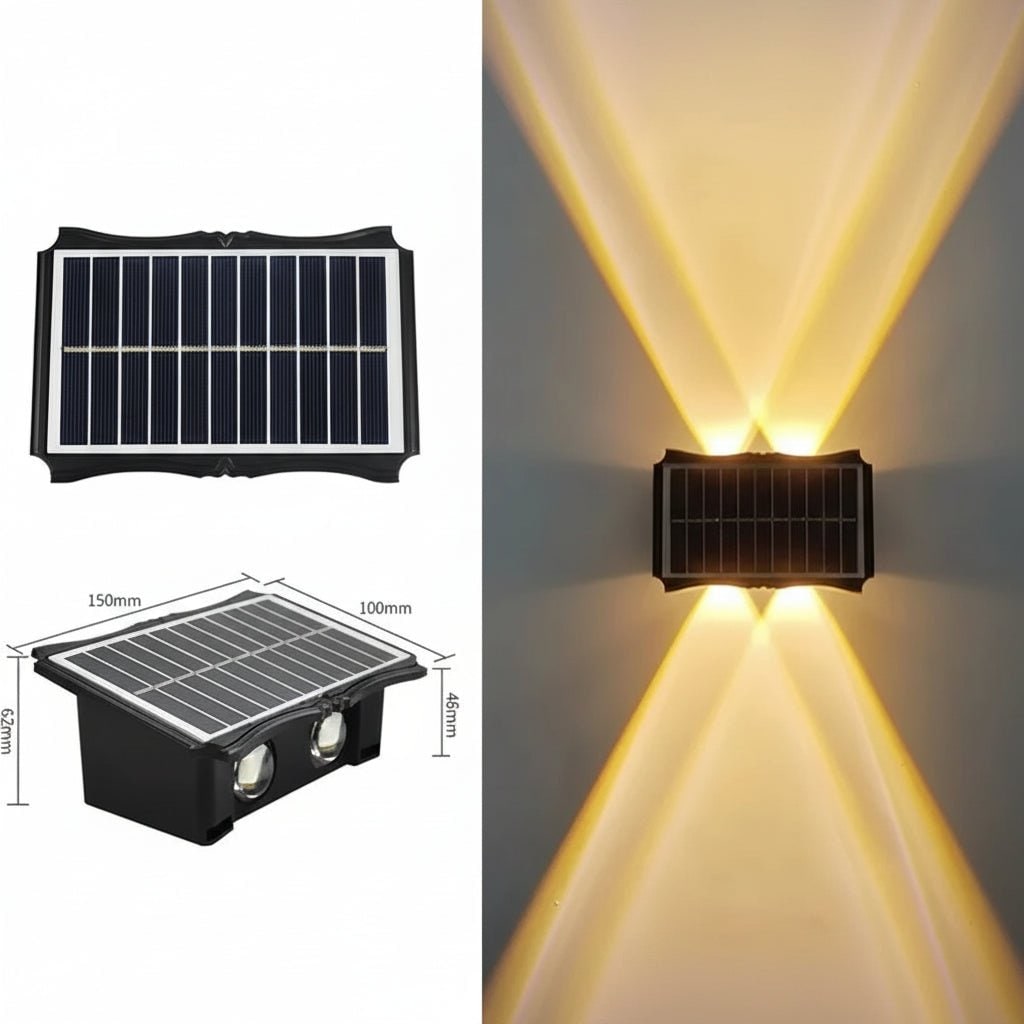 Applique solaire extérieure à éclairage vers le haut et le bas