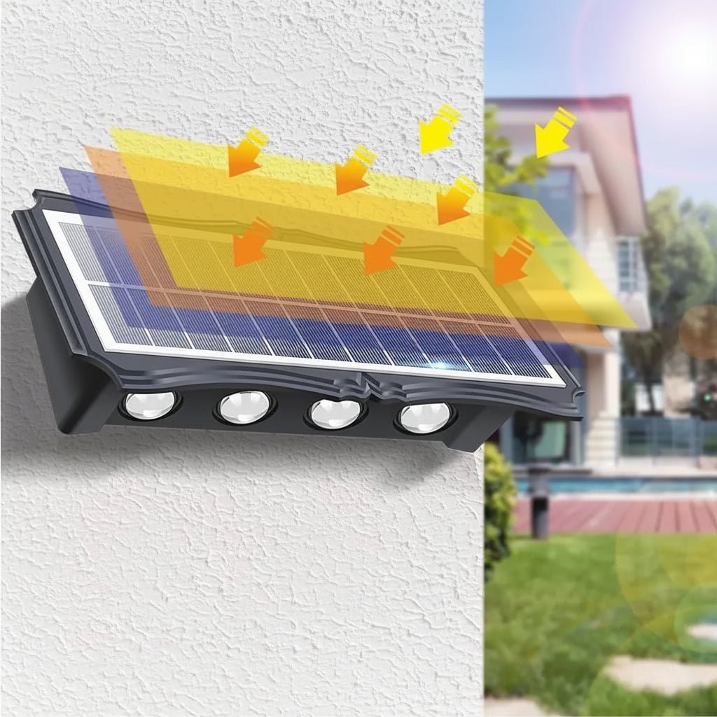 Applique solaire extérieure à éclairage vers le haut et le bas