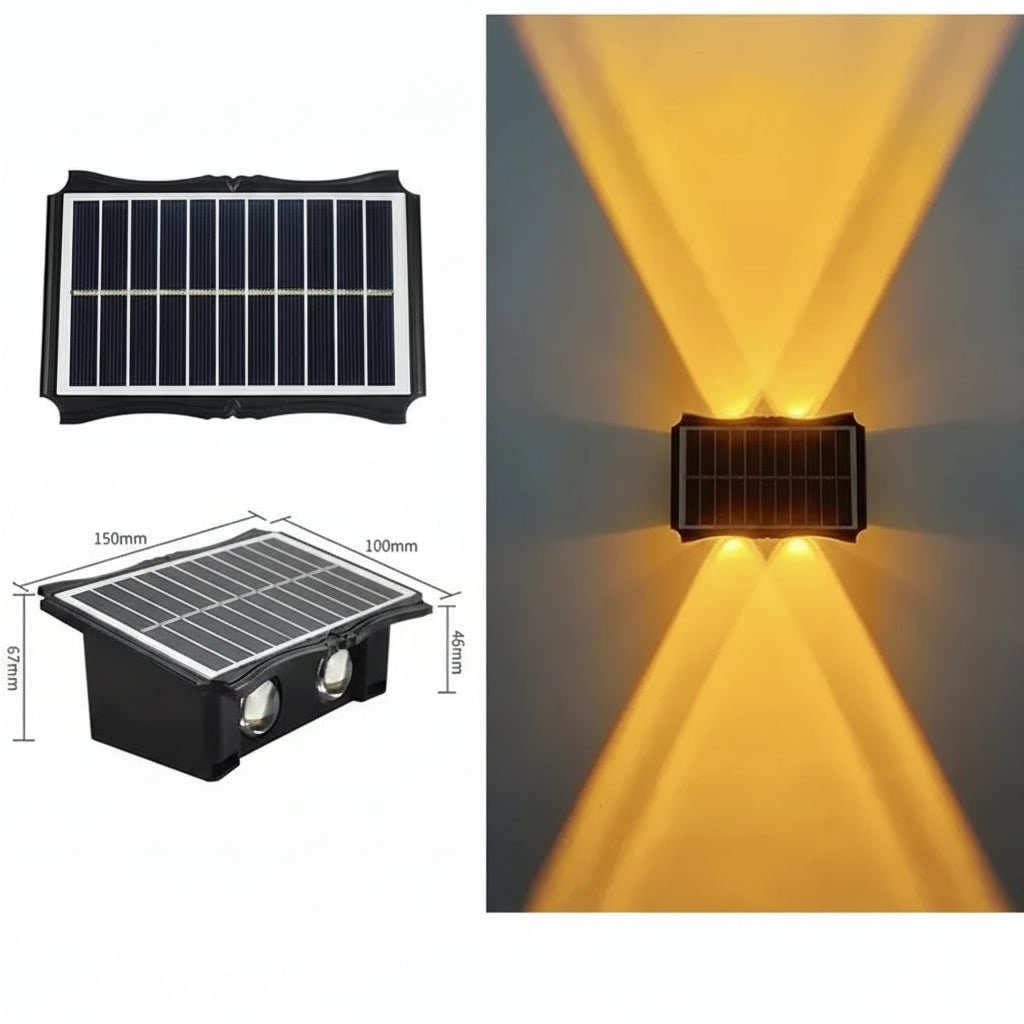 Applique solaire extérieure à éclairage vers le haut et le bas