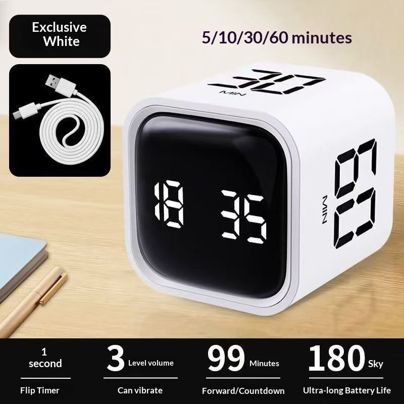 Minuteur numérique cubique rechargeable avec capteur de gravité