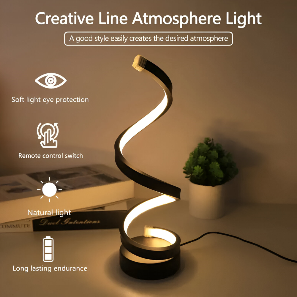 Lampe de table à DEL en spirale avec teinte réglable