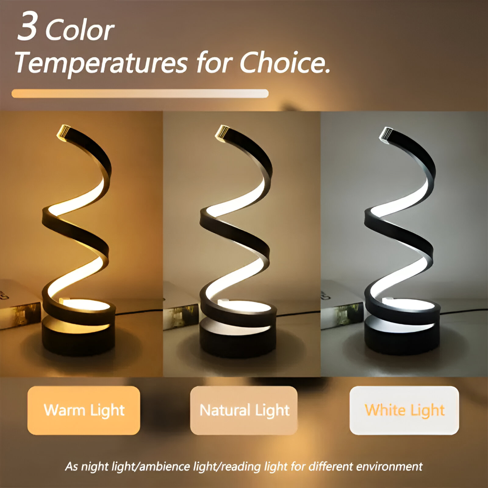 Lampe de table à DEL en spirale avec teinte réglable