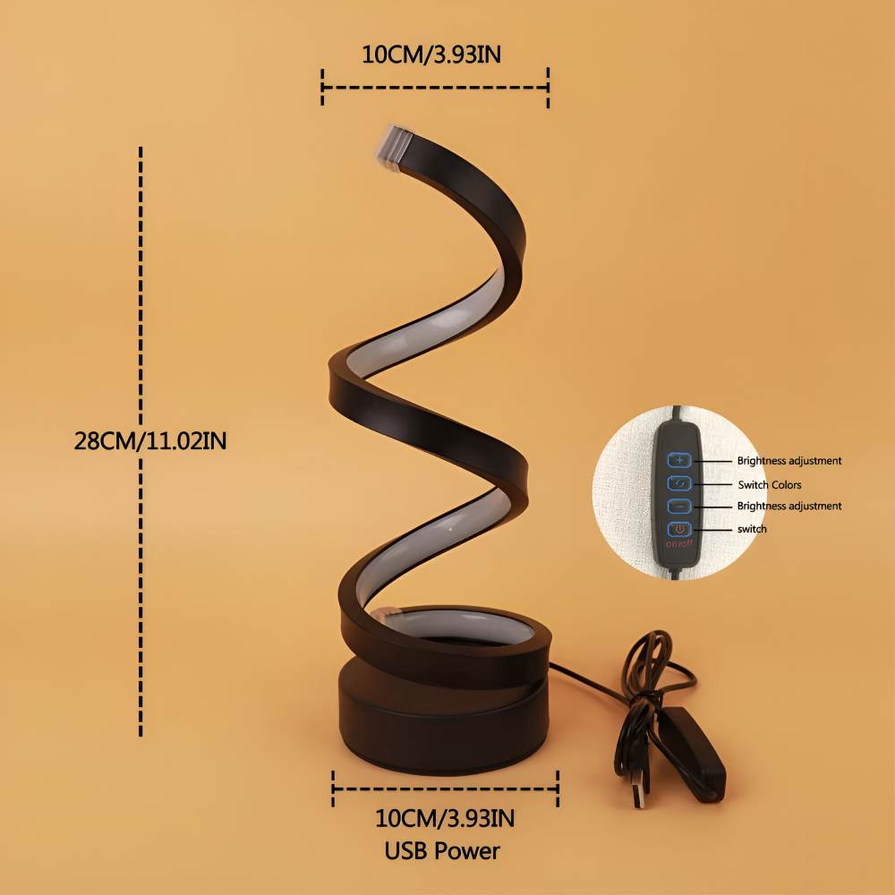Lampe de table à DEL en spirale avec teinte réglable