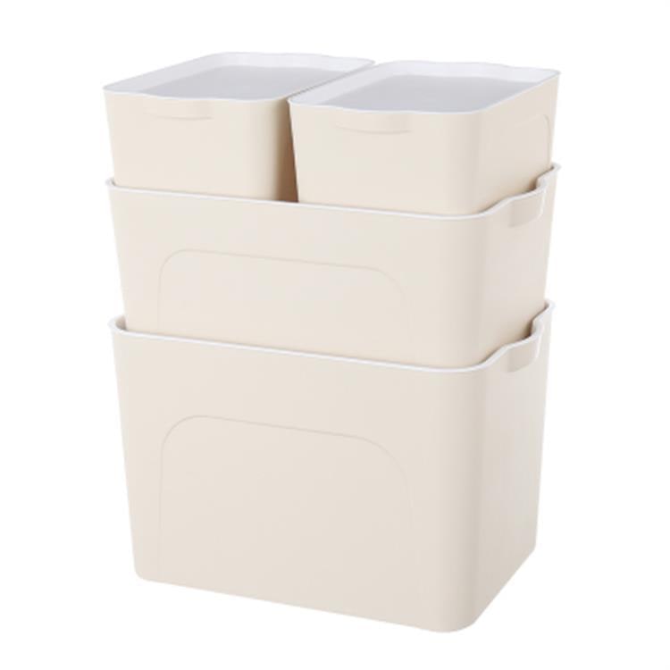 Boîte de rangement empilable avec couvercle et poignées