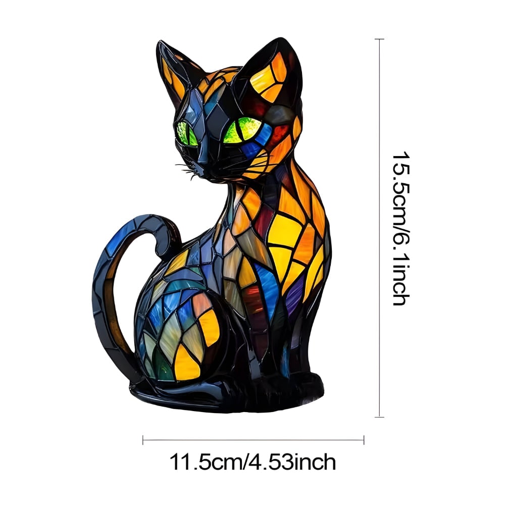 Lampe de chevet chat à mosaïque colorée