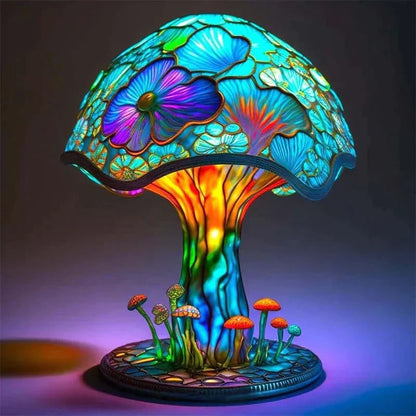 Lampe décorative en résine effet vitrail à lumière chaude