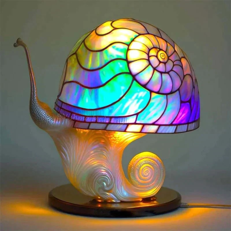 Lampe décorative en résine effet vitrail à lumière chaude