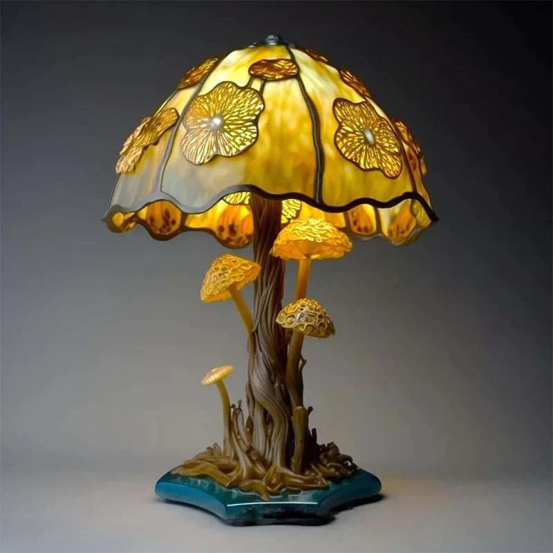 Lampe décorative en résine effet vitrail à lumière chaude