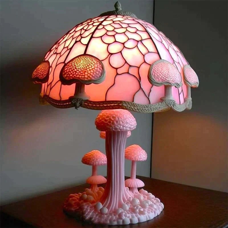Lampe décorative en résine effet vitrail à lumière chaude