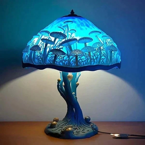 Lampe décorative en résine effet vitrail à lumière chaude