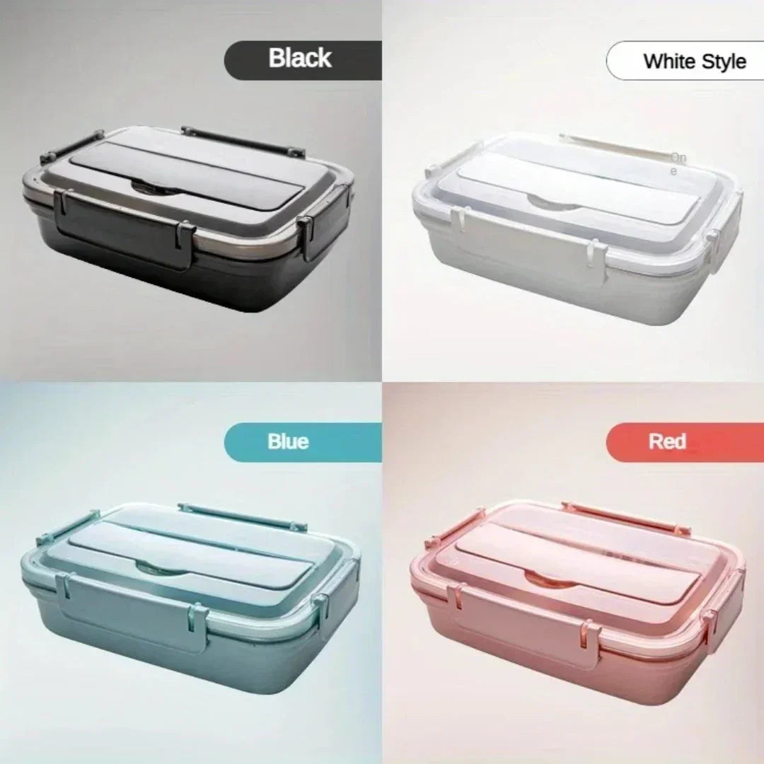 Boîte-repas à compartiments avec intérieur inox et couverts