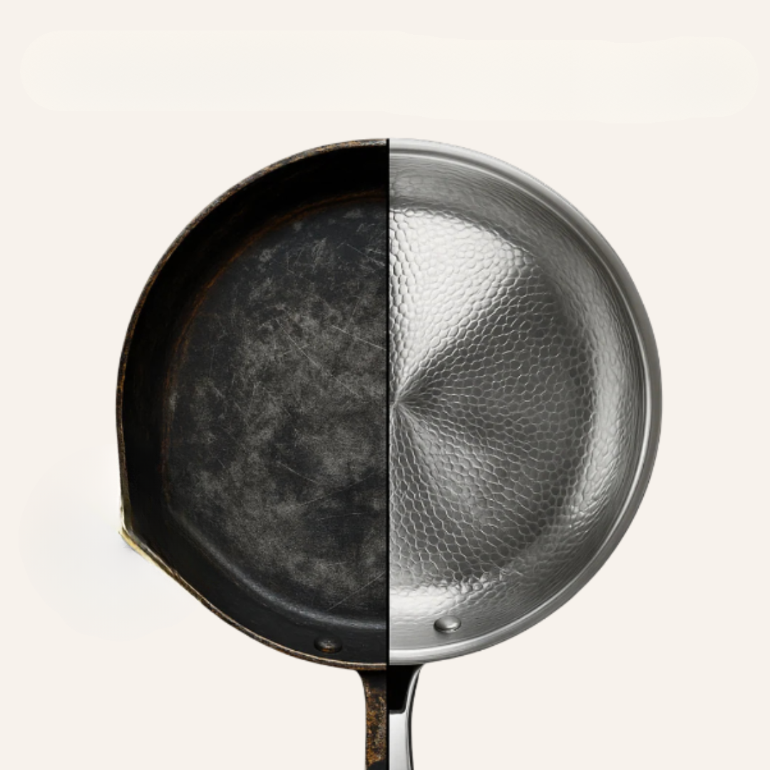 Poêle en acier inoxydable compatible induction avec manche ergonomique