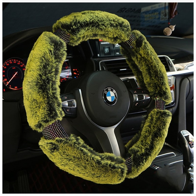 Couvre-volant en fausse fourrure avec détails strass, 38 cm