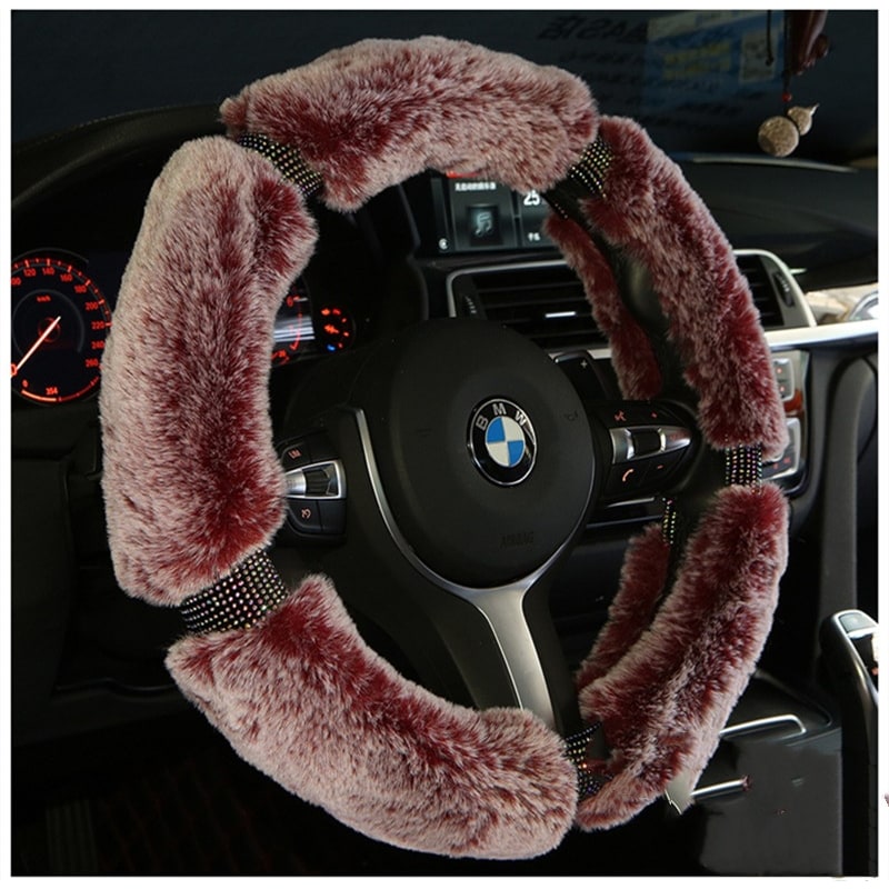 Couvre-volant en fausse fourrure avec détails strass, 38 cm