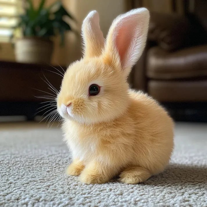 Peluche lapin à fourrure synthétique et oreilles dressées