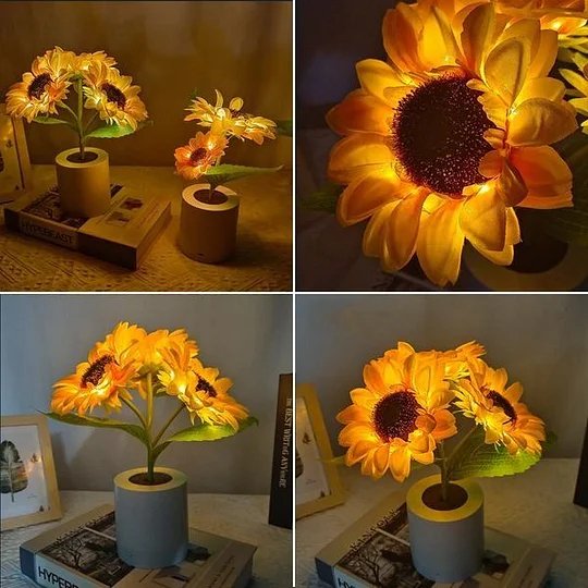 Lampe décorative tournesol rechargeable, 28 cm