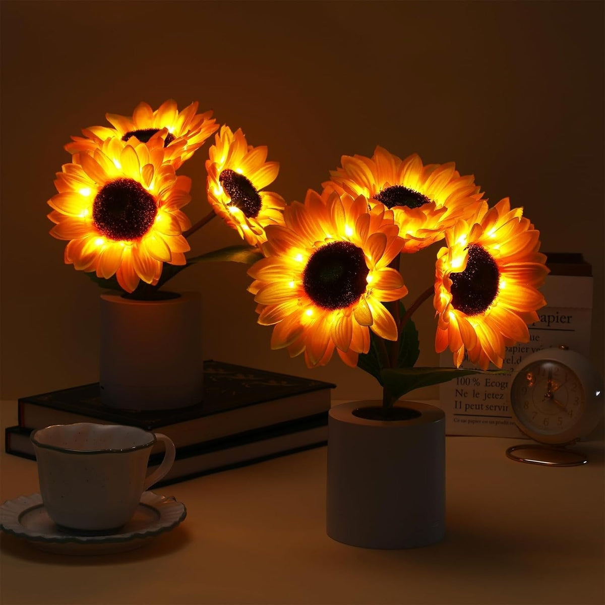 Lampe décorative tournesol rechargeable, 28 cm