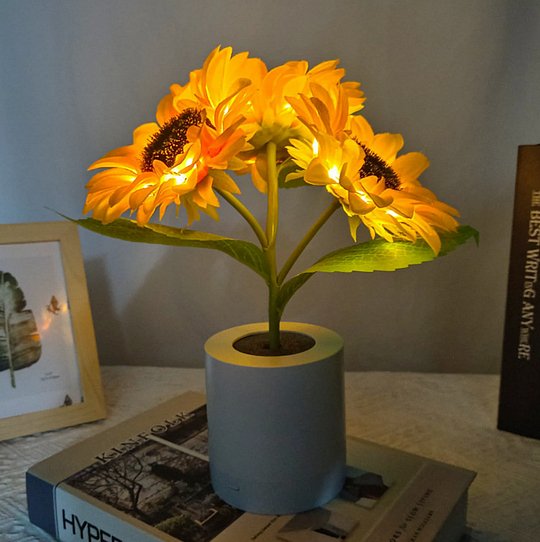 Lampe décorative tournesol rechargeable, 28 cm
