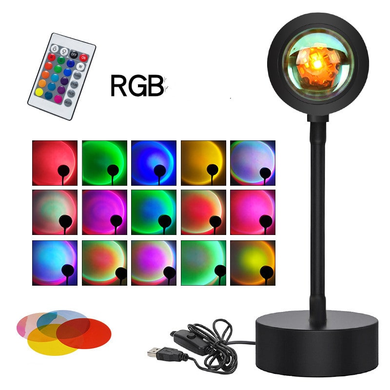 Lampe projecteur effet coucher de soleil avec pied orientable