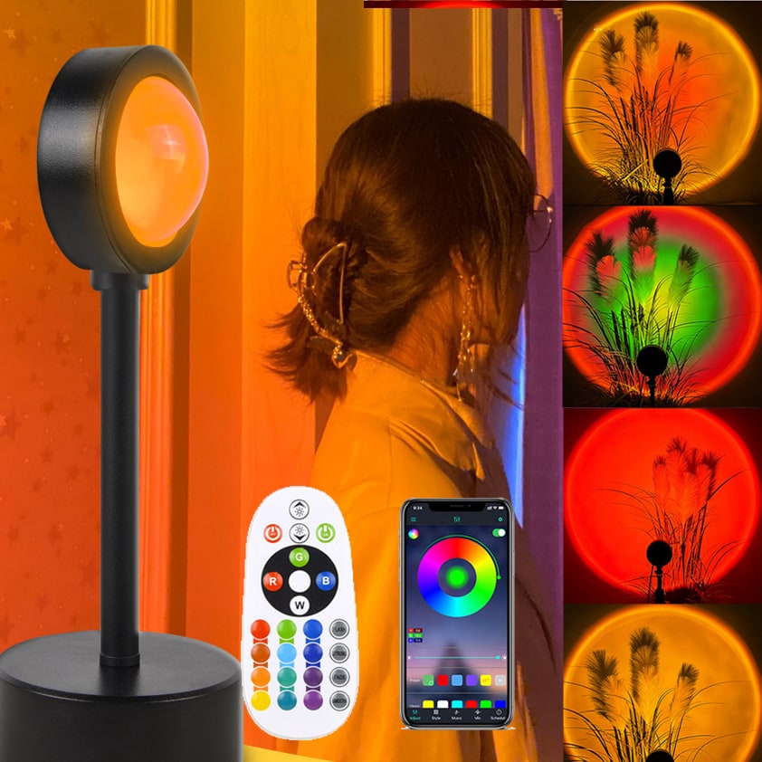 Lampe projecteur effet coucher de soleil avec pied orientable