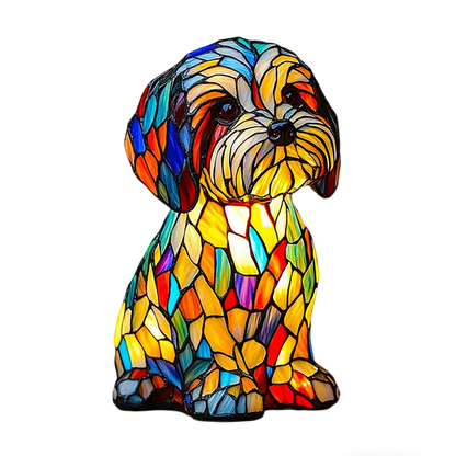 Lampe de table chien en résine à effet mosaïque