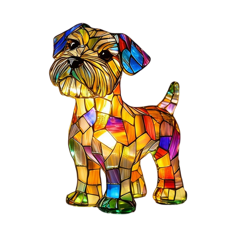 Lampe de table chien en résine à effet mosaïque