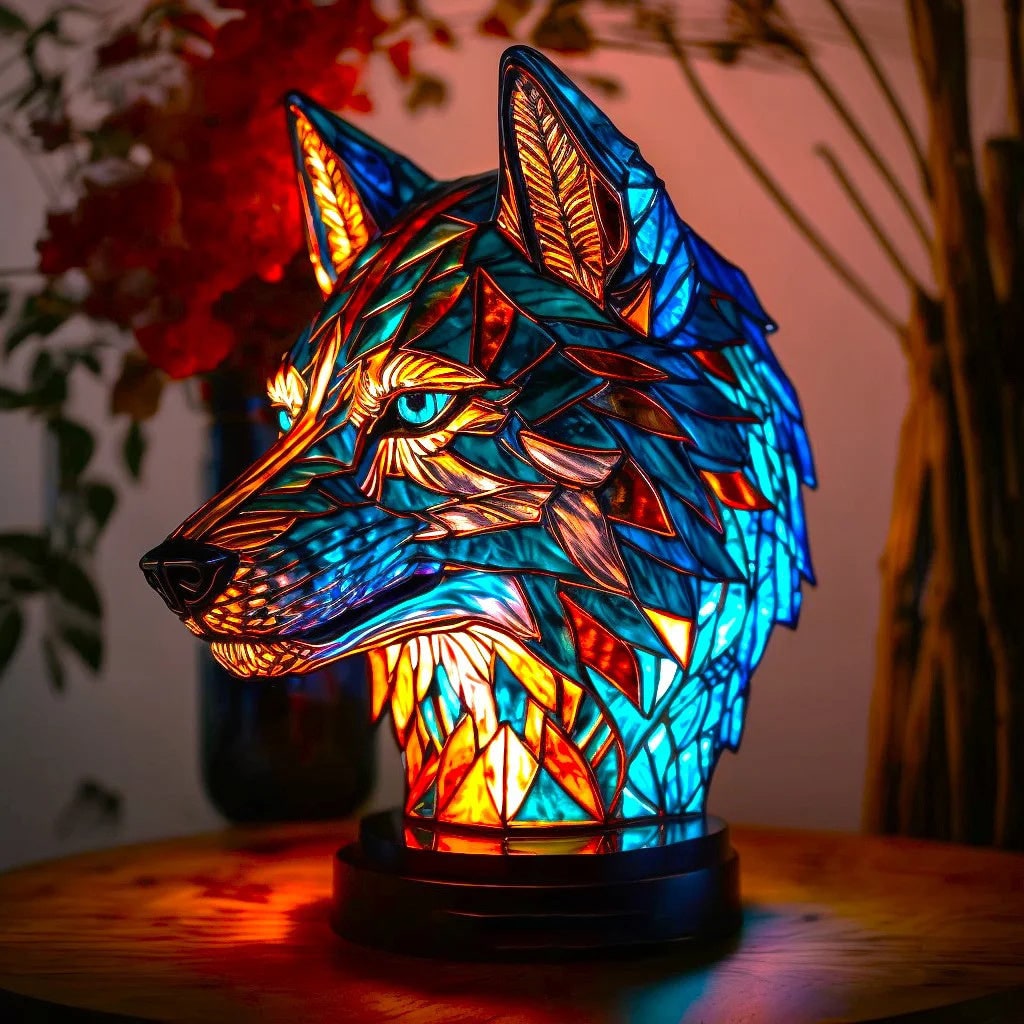 Lampe de table animale en mosaïque de verre, 17 cm