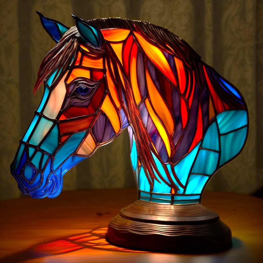 Lampe de table animale en mosaïque de verre, 17 cm