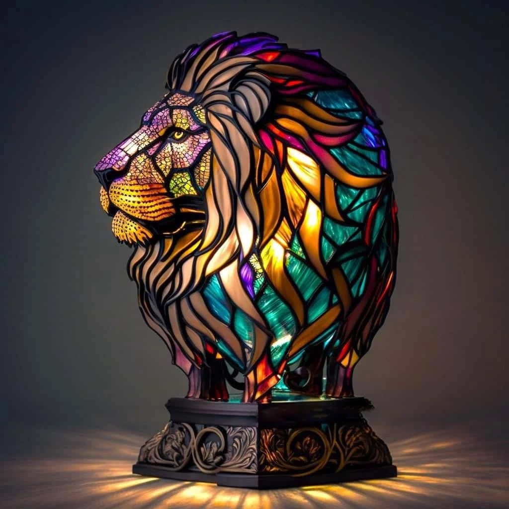 Lampe de table animale en mosaïque de verre, 17 cm