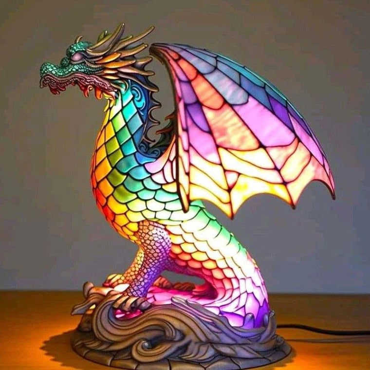 Lampe de table animale en mosaïque de verre, 17 cm