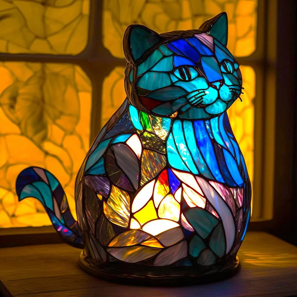 Lampe de table animale en mosaïque de verre, 17 cm