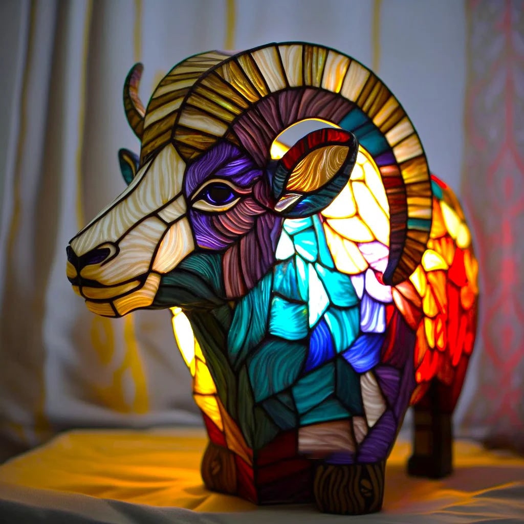 Lampe de table animale en mosaïque de verre, 17 cm