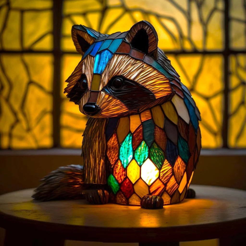 Lampe de table animale en mosaïque de verre, 17 cm