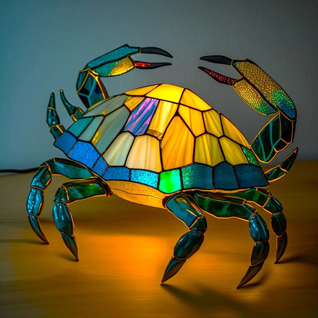 Lampe de table animale en mosaïque de verre, 17 cm