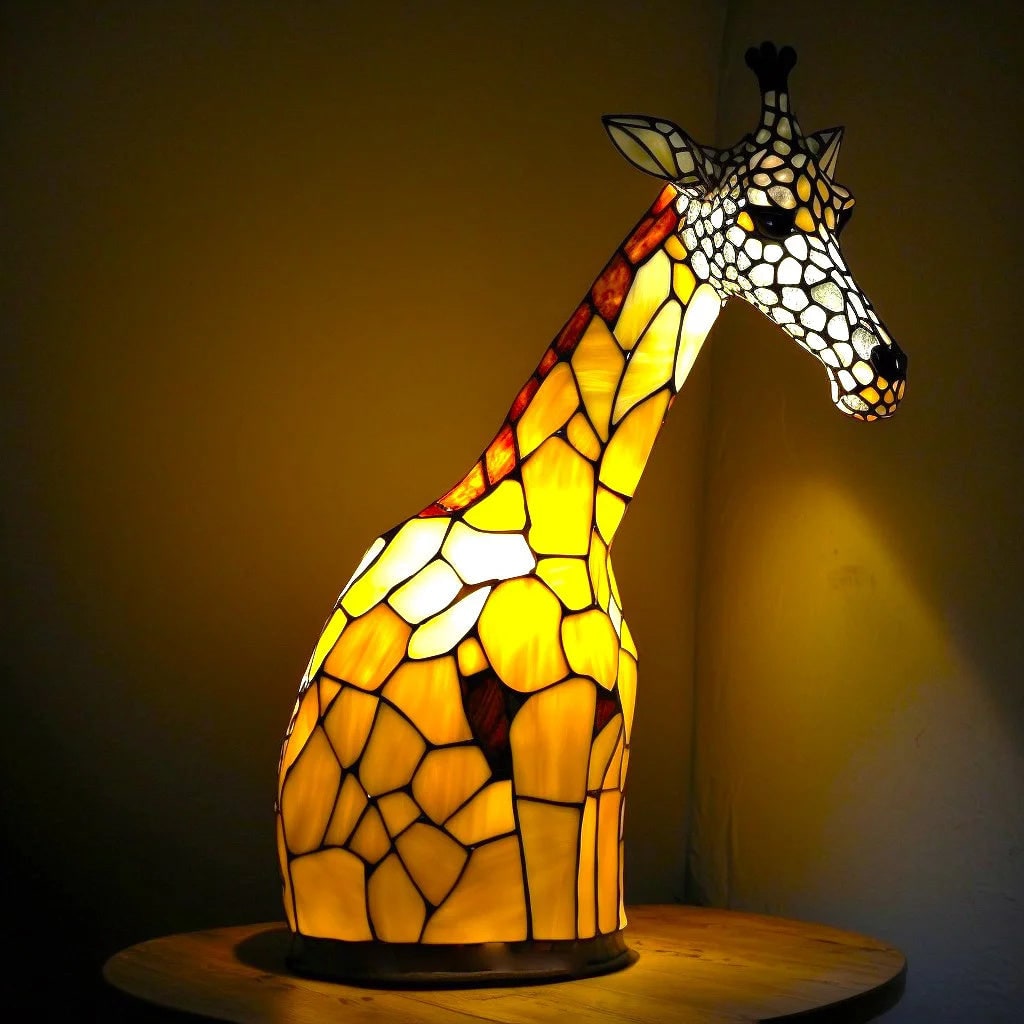 Lampe de table animale en mosaïque de verre, 17 cm