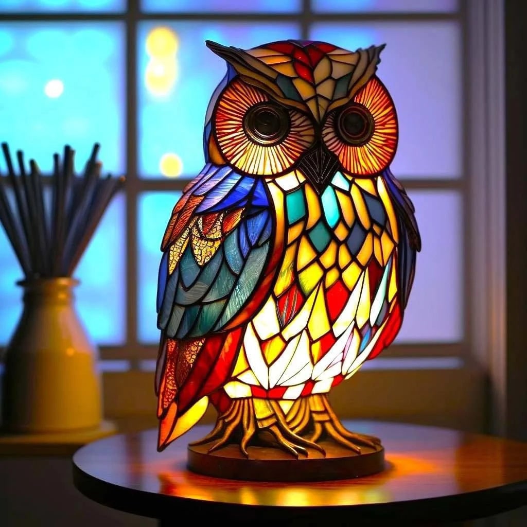 Lampe de table animale en mosaïque de verre, 17 cm