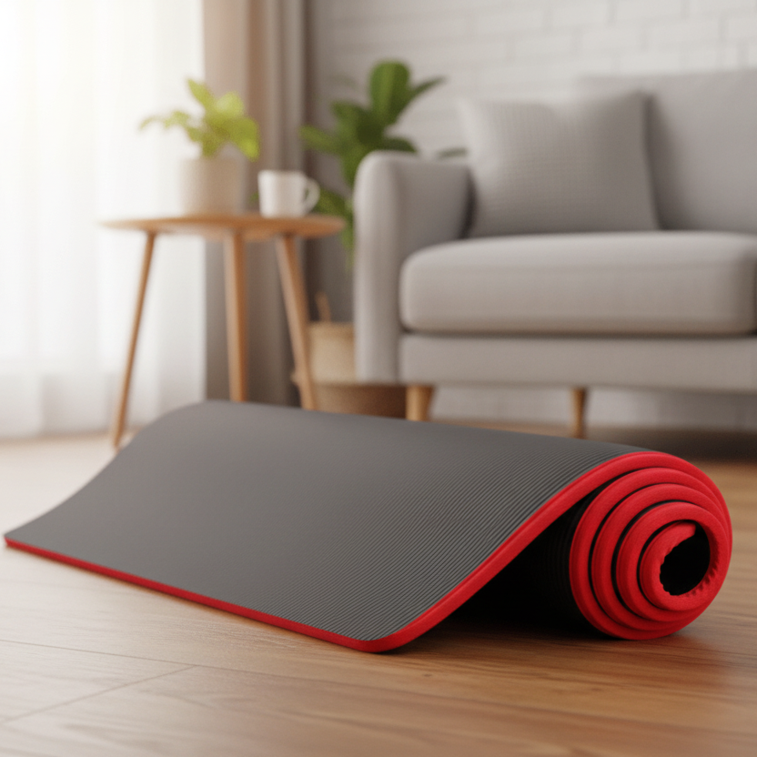 Tapis de yoga antidérapant en mousse avec bordure, 10 mm