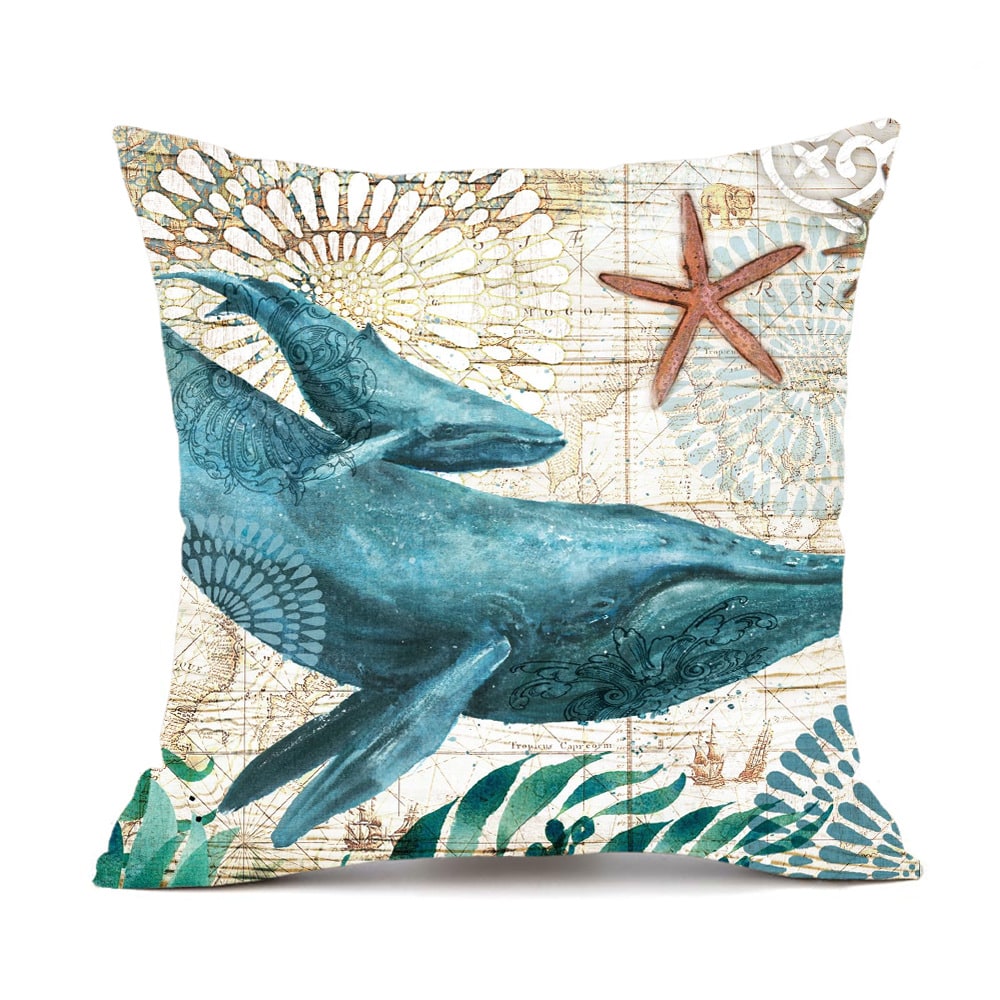Lot de 4 housses de coussin à motifs marins