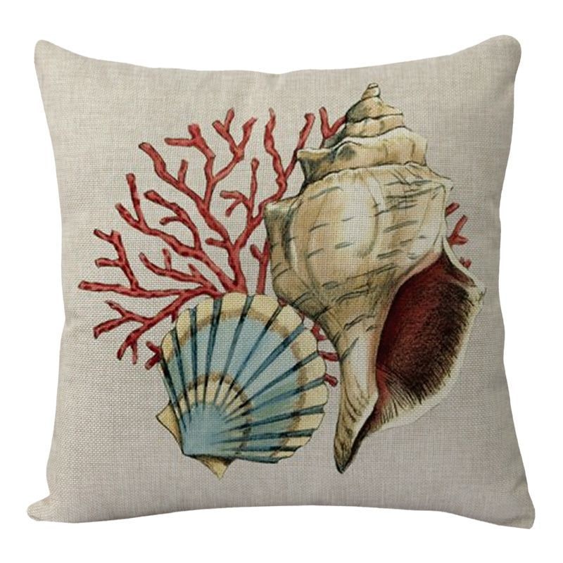 Lot de 4 housses de coussin à motifs marins