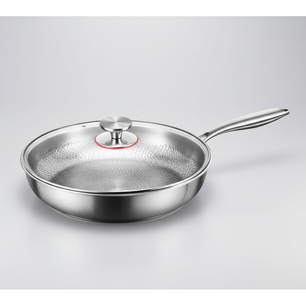 Poêle en acier inoxydable à intérieur martelé, compatible induction
