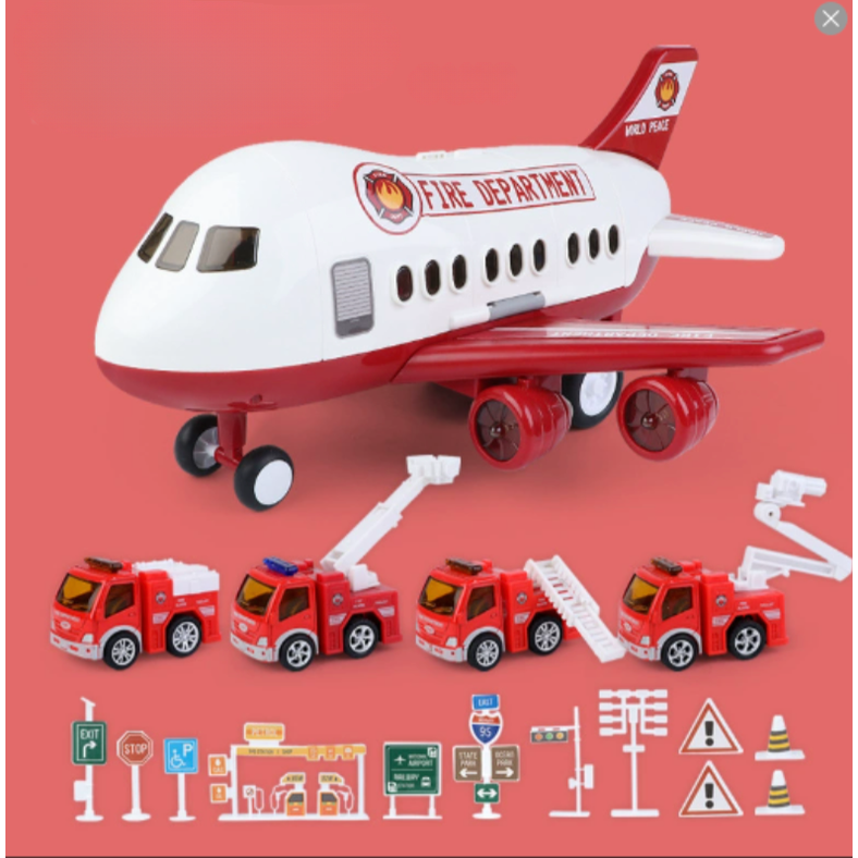 Avion de jeu avec véhicules miniatures, sons et lumières