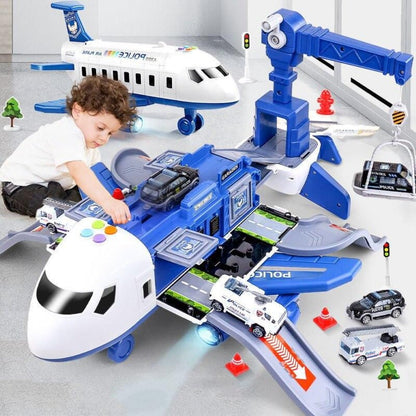 Avion de jeu avec véhicules miniatures, sons et lumières