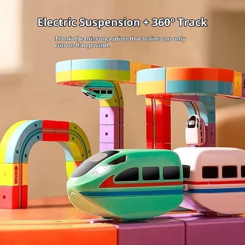 Circuit de train électrique rechargeable à blocs modulaires