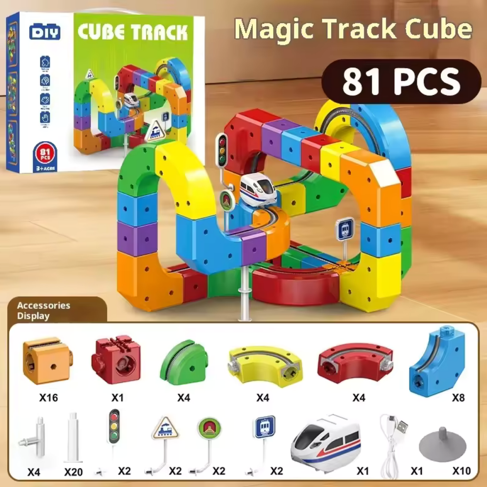 Circuit de train électrique rechargeable à blocs modulaires